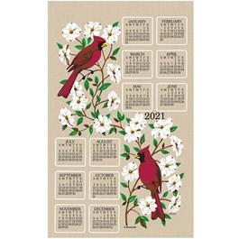 Dogwood & Cardinal Towel Calendar - 2024 Cloth Calendars Birds