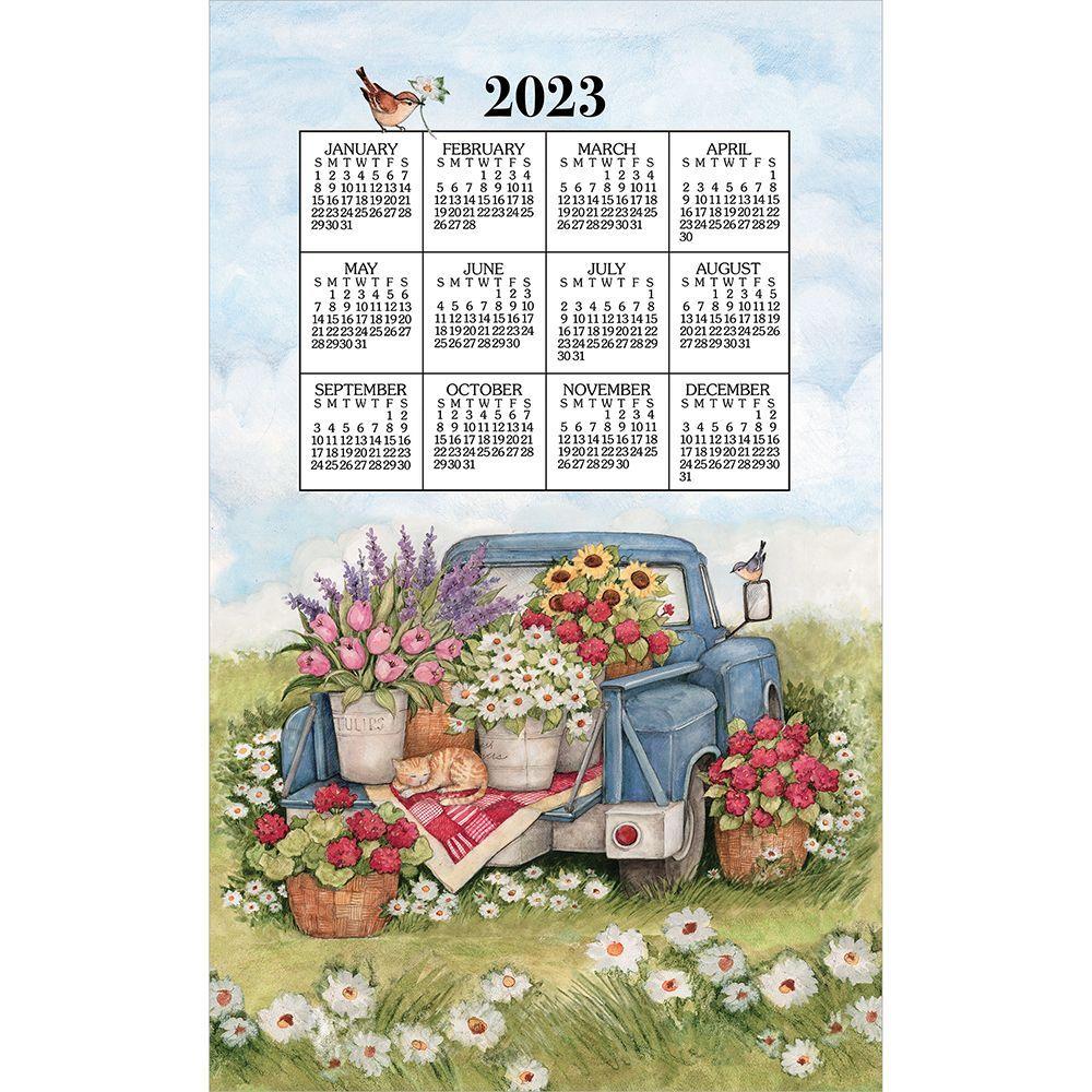 Flower Truck 2024 Calendar Towel - Kitchen Towel Calendars